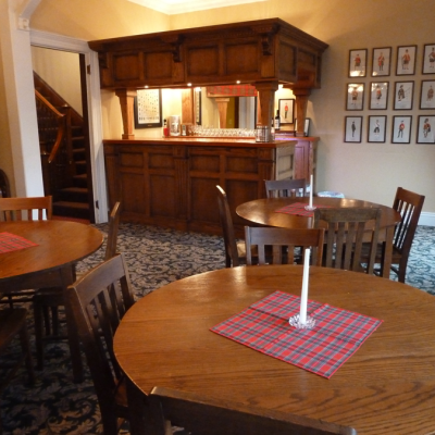 A bar is the center piece of the Wee Kitchen.  It was designed and built by a member of the Society.