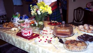 The buffet table was laden with delicious fare for a summer afternoon.